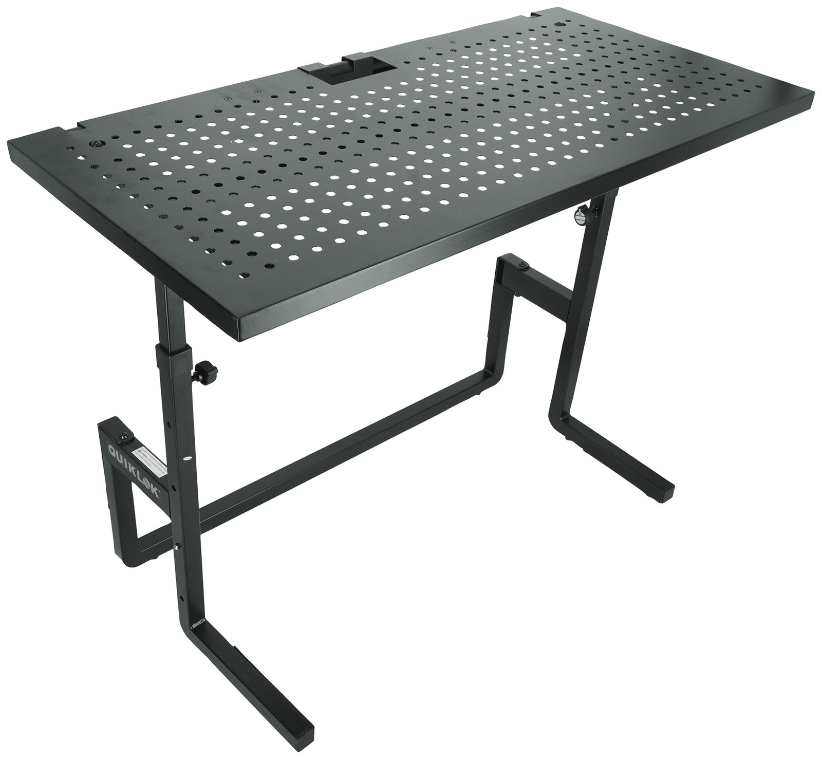 Quik Lok DJ233 Foldable DJ Table Workstation w/Perforated Shelf+Laptop Stand