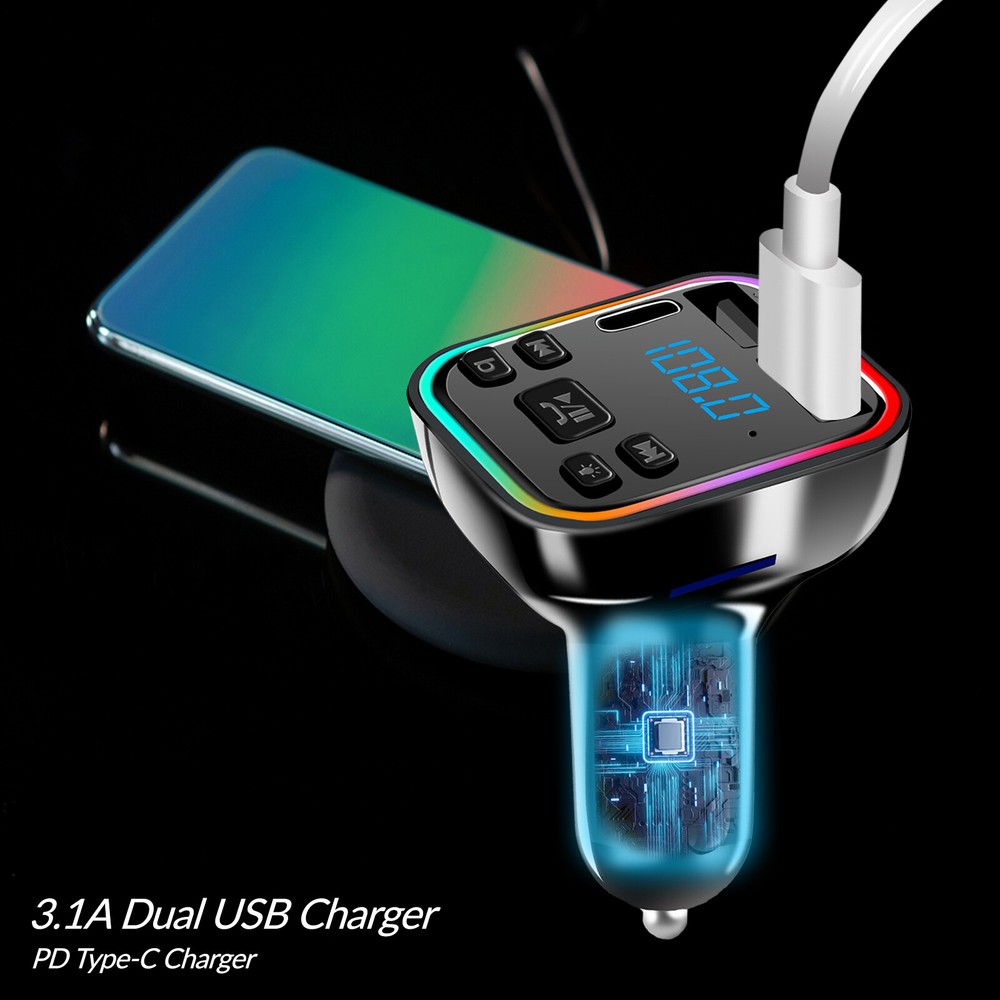 Car Bluetooth FM Transmitter Radio MP3 Wireless Adapter Hands-Free 3 USB Charger