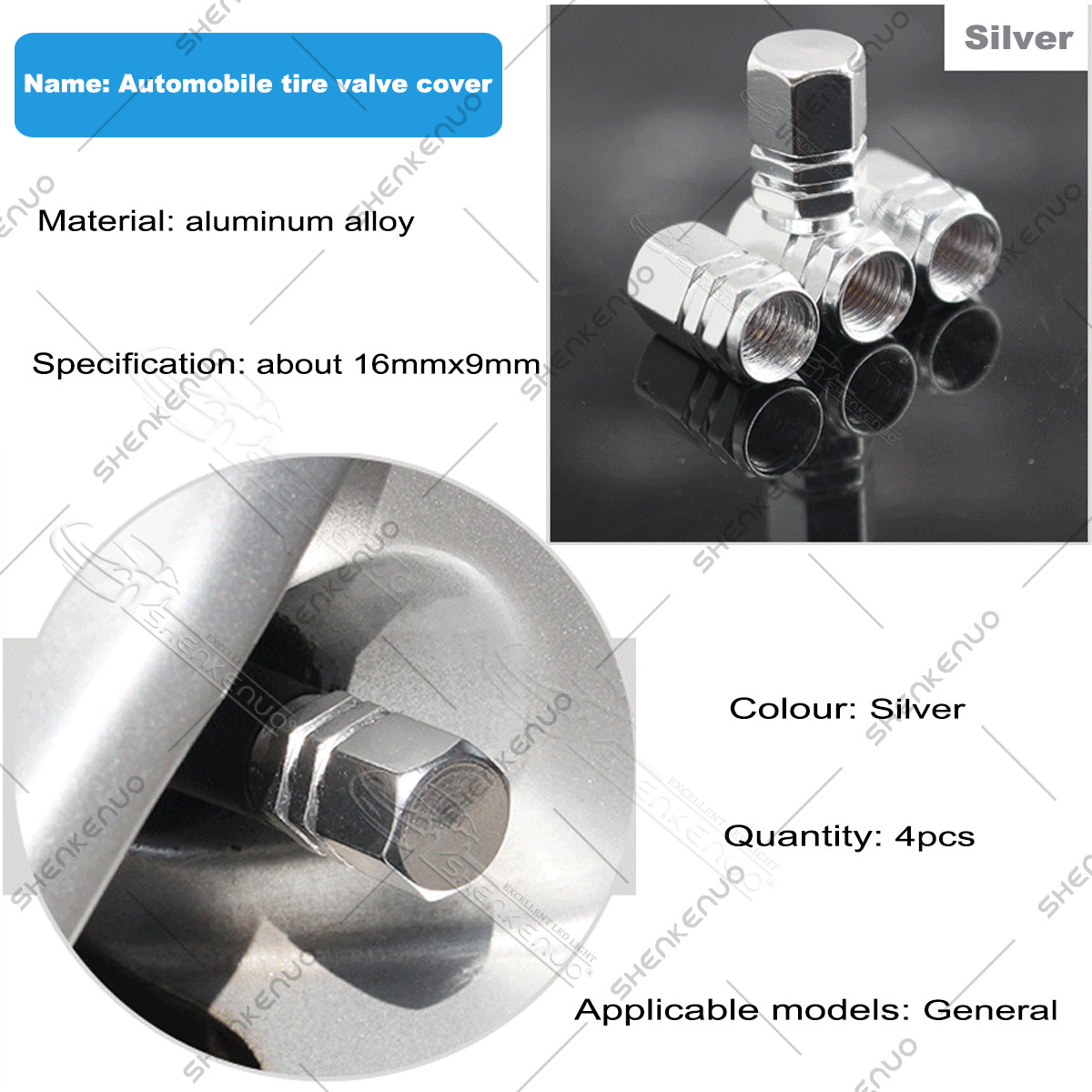 (4) Metal Chrome Tire/Wheel Air Pressure Stem Valve Caps for Car-Truck-Hot Rod