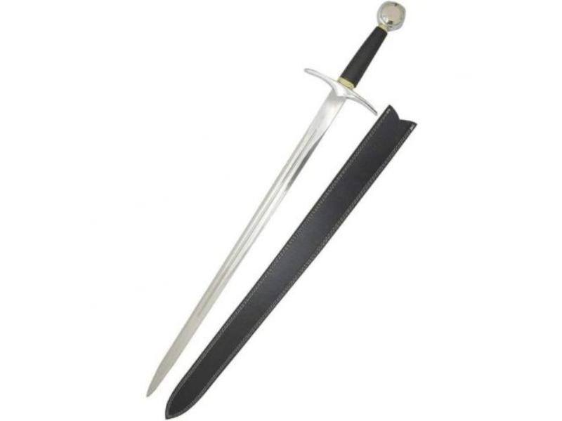 Handmade Medieval Black Handle Dark Prince Medieval Sword w/ Leather Scabbard