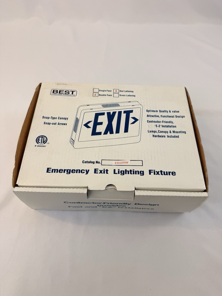 Emergency Exit Lighting Fixture Lamps Canopy & Mounting Hardware Included