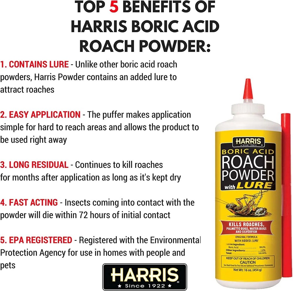 Harris Boric Roach Powder with Lure 16 oz. 2-Pack
