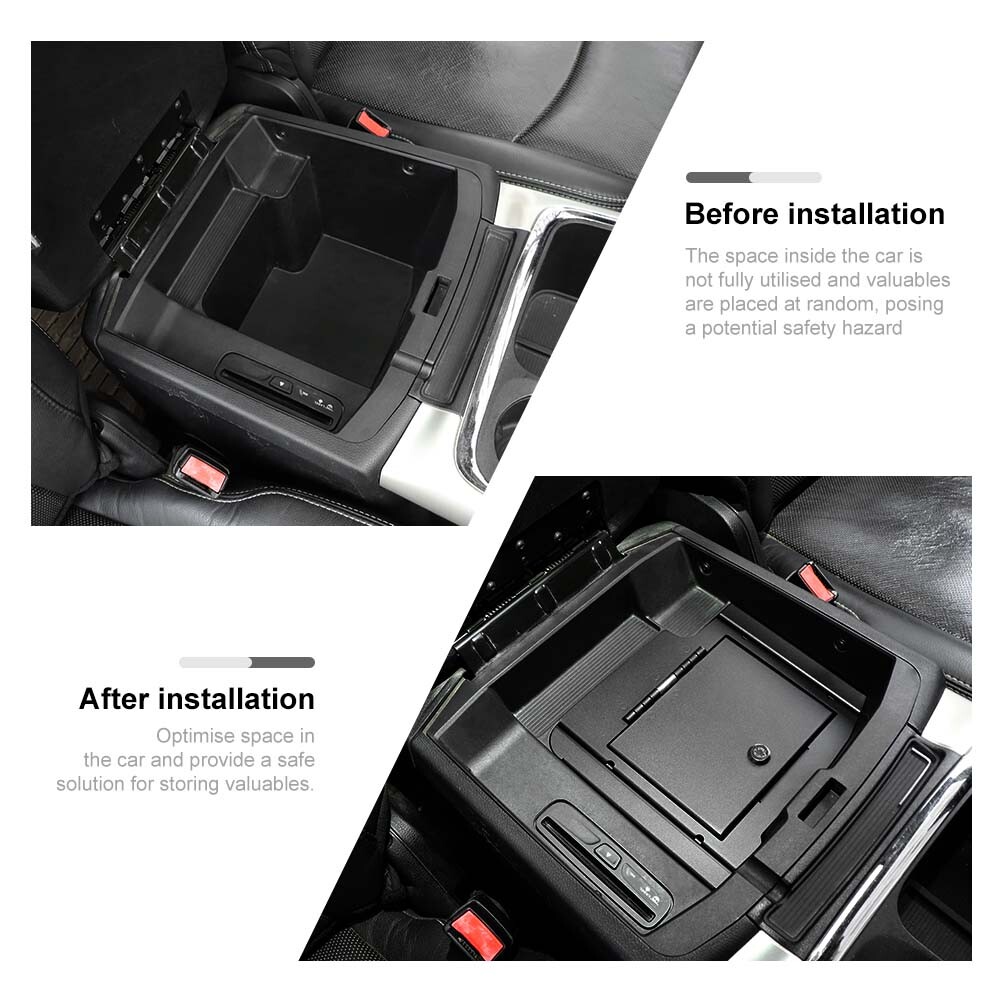 LOCKABLE CONSOLE STORAGE VAULT SAFE BOX CASE WITH KEY FOR DODGE RAM 1500 2009-18