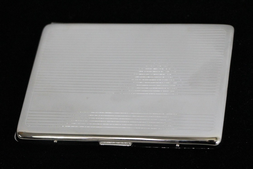 Silver - Stainless Steel - Striped - Cigarette Case
