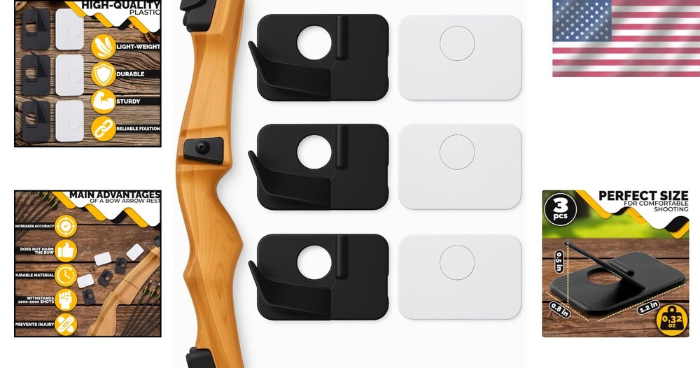 Self-Adhesive Archery Arrow Rests - 3 Pcs Durable Support for Accurate Shooting