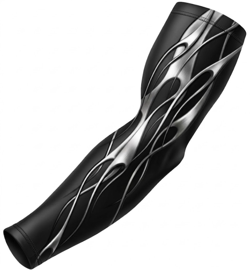 Youth T-Ball Boys Baseball Compression Arm Sleeve Black Tribal Flame Design