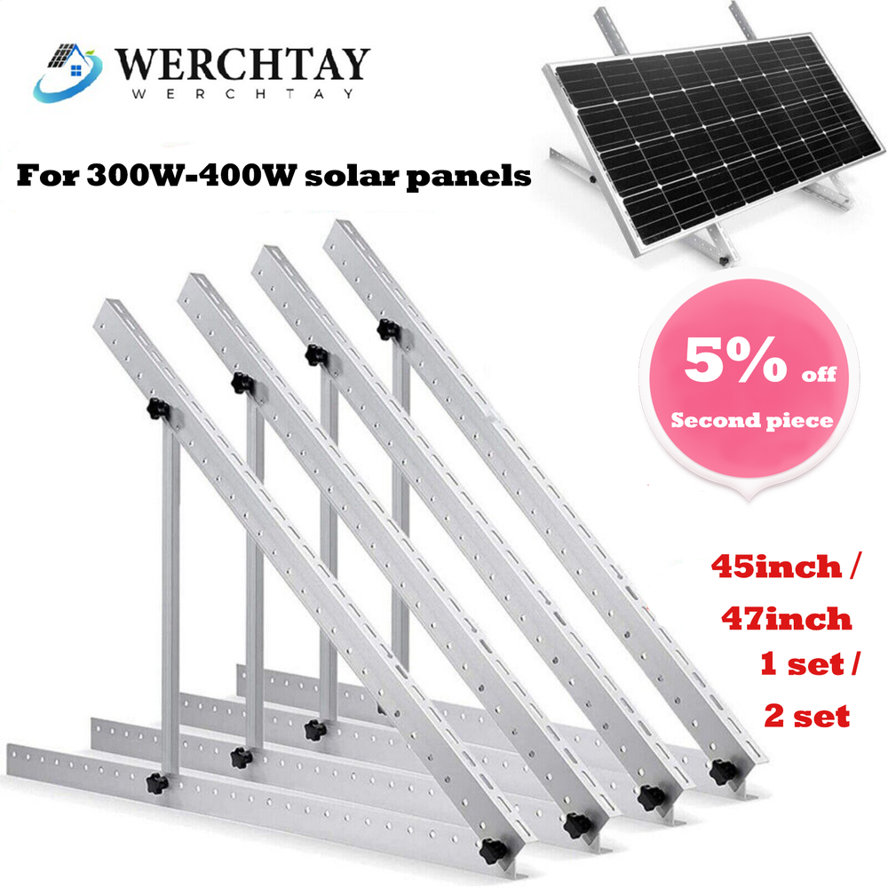 (45/47in）Solar Panel RV Tilt Mount Brackets Roof Flat Surface Adjustable Frame