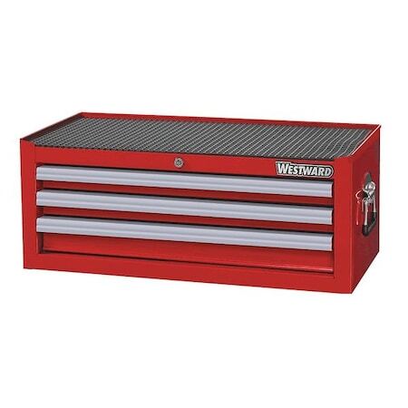 Westward 32H848 Westward Intermediate Chest, 3-Drawers, Powder Coated Red,