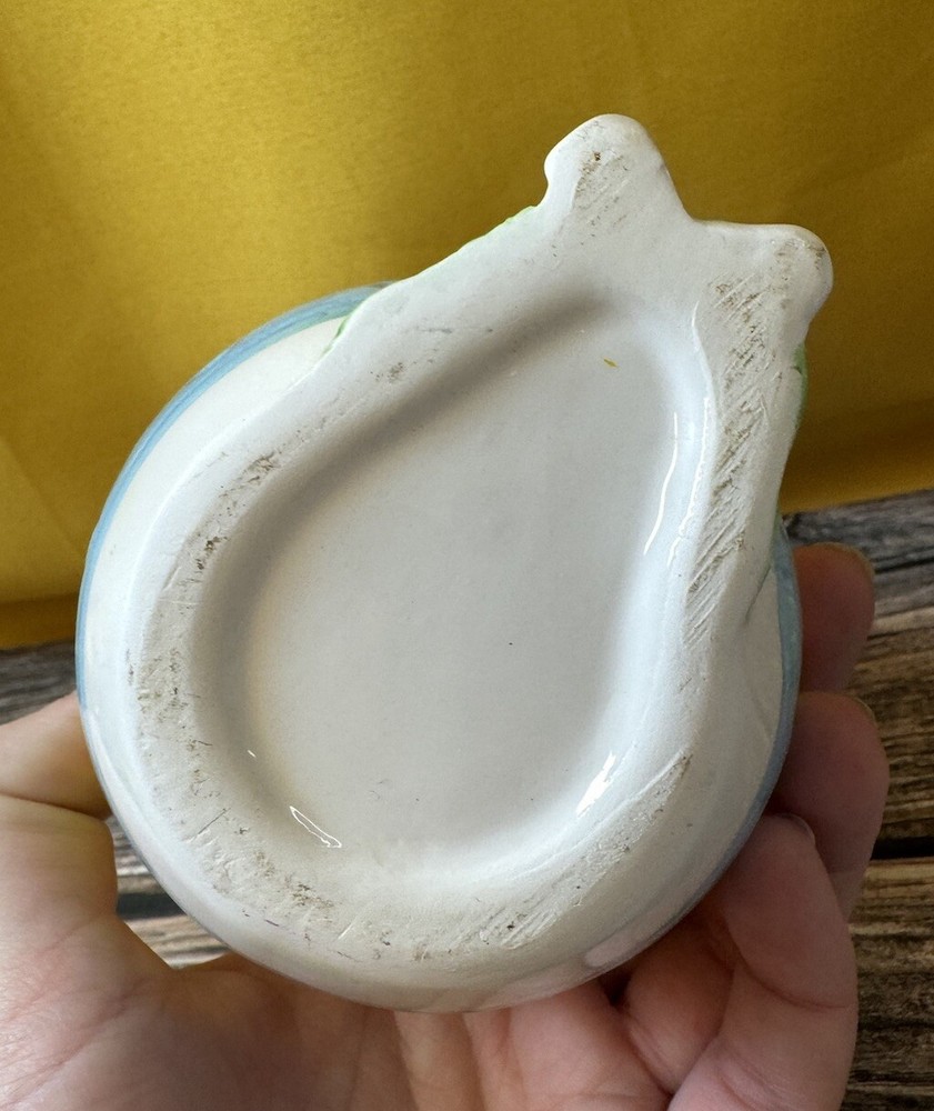 Hinged Porcelain Trinket Keepsake Box Easter Egg Bunny Bunnies 6.5"