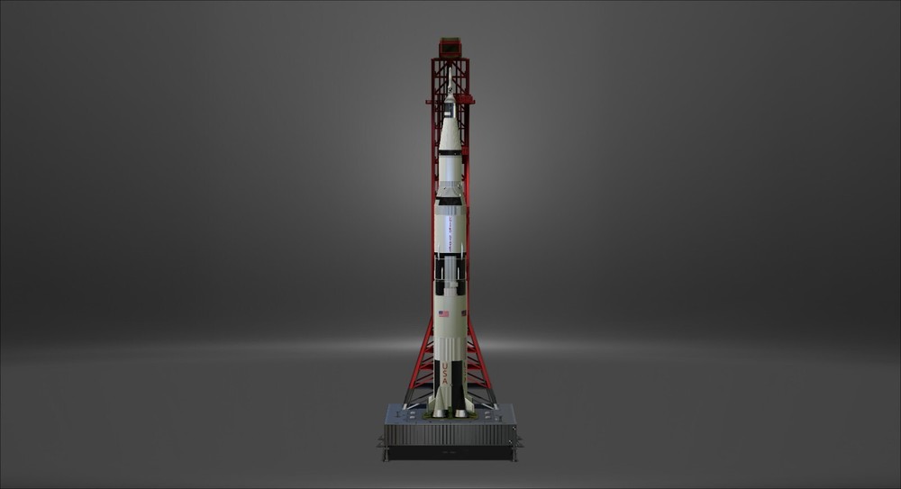 Saturn V Rocket and Launch Pad Apollo 3D model, file STL OBJ for 3D Printer