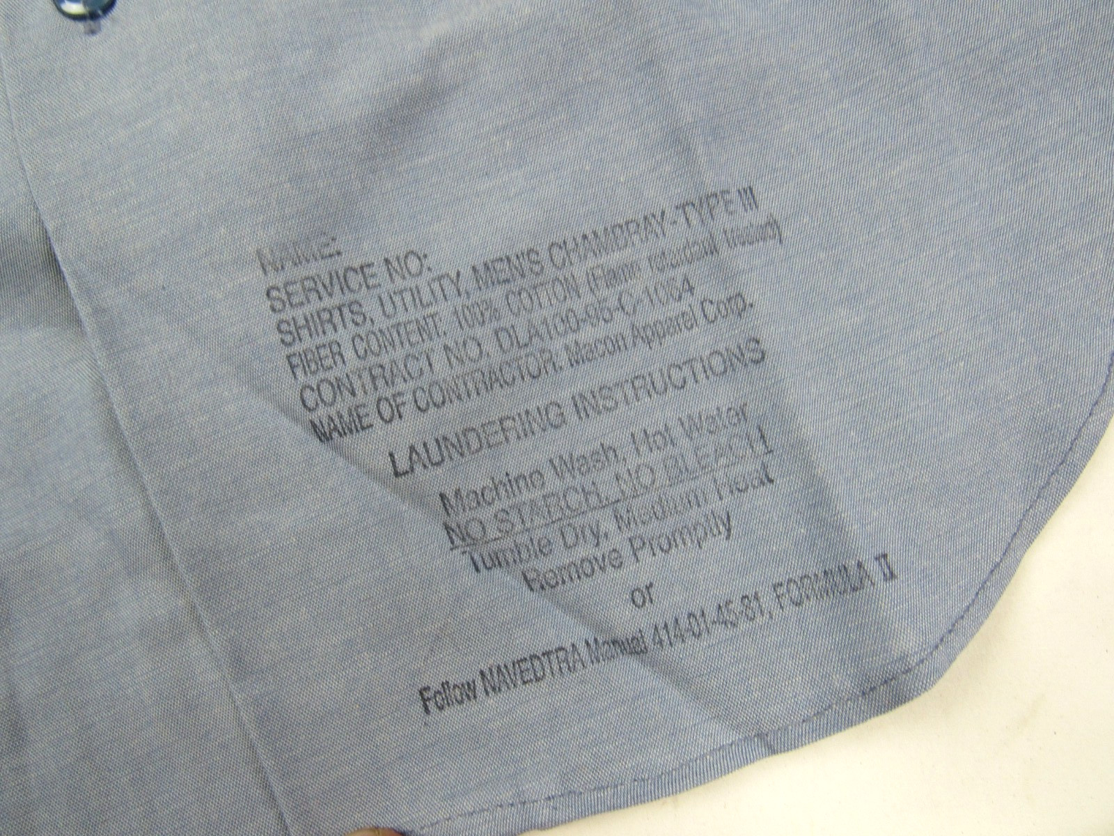 USN Chambray Work Shirt Vintage NOS Blue Utility Shirt Size M