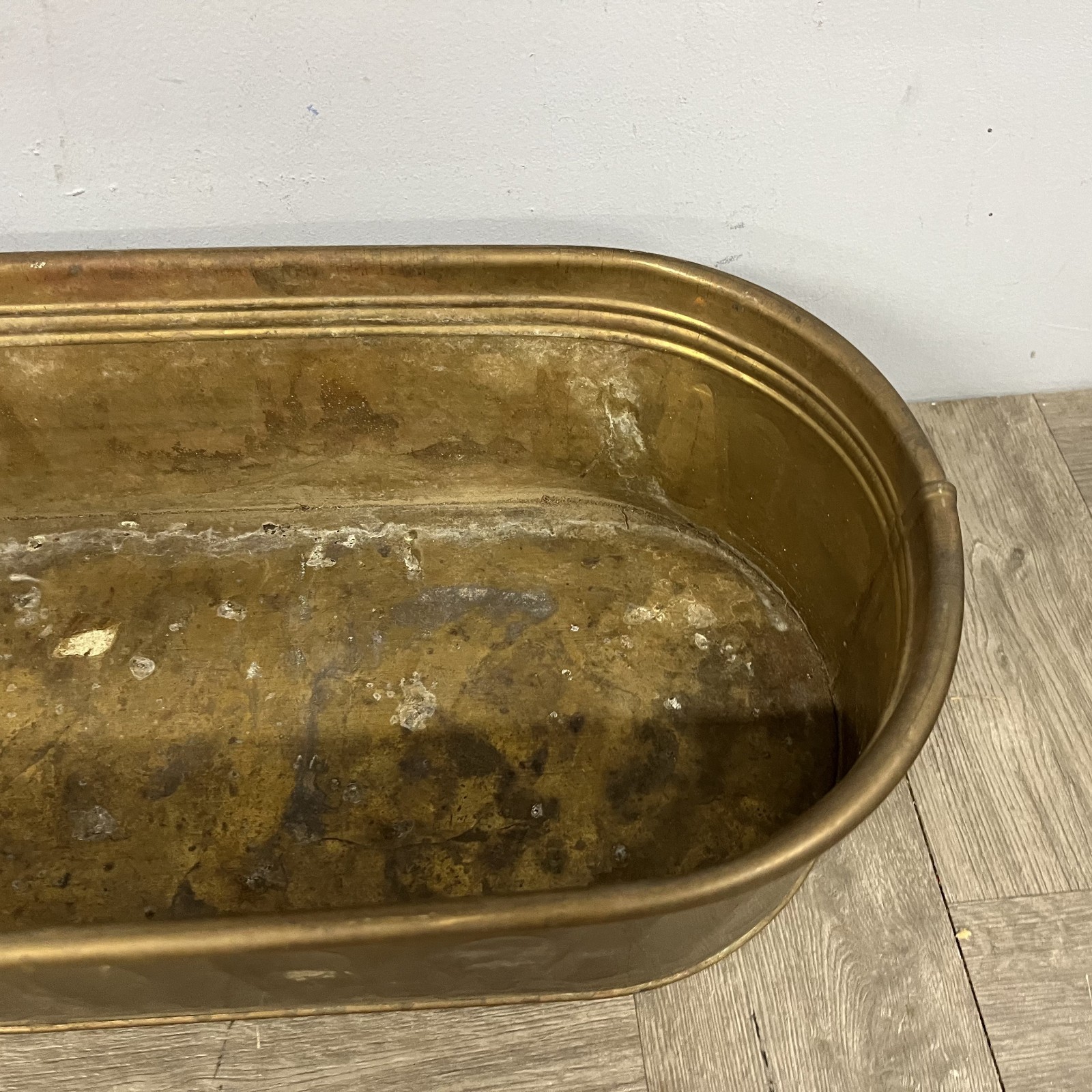 VTG 20" Oval Copper Garden Cache Pot Trough Planter Herb Window Box Farmhouse