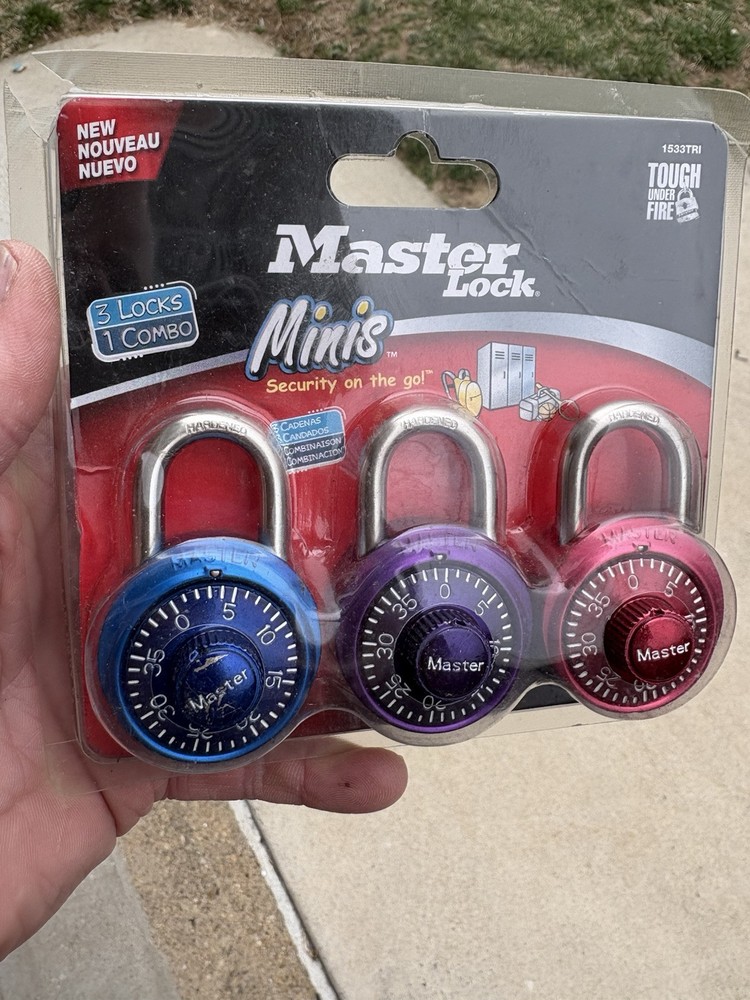 Master Lock Minis Combination PadLock 3 Pack, Read Description