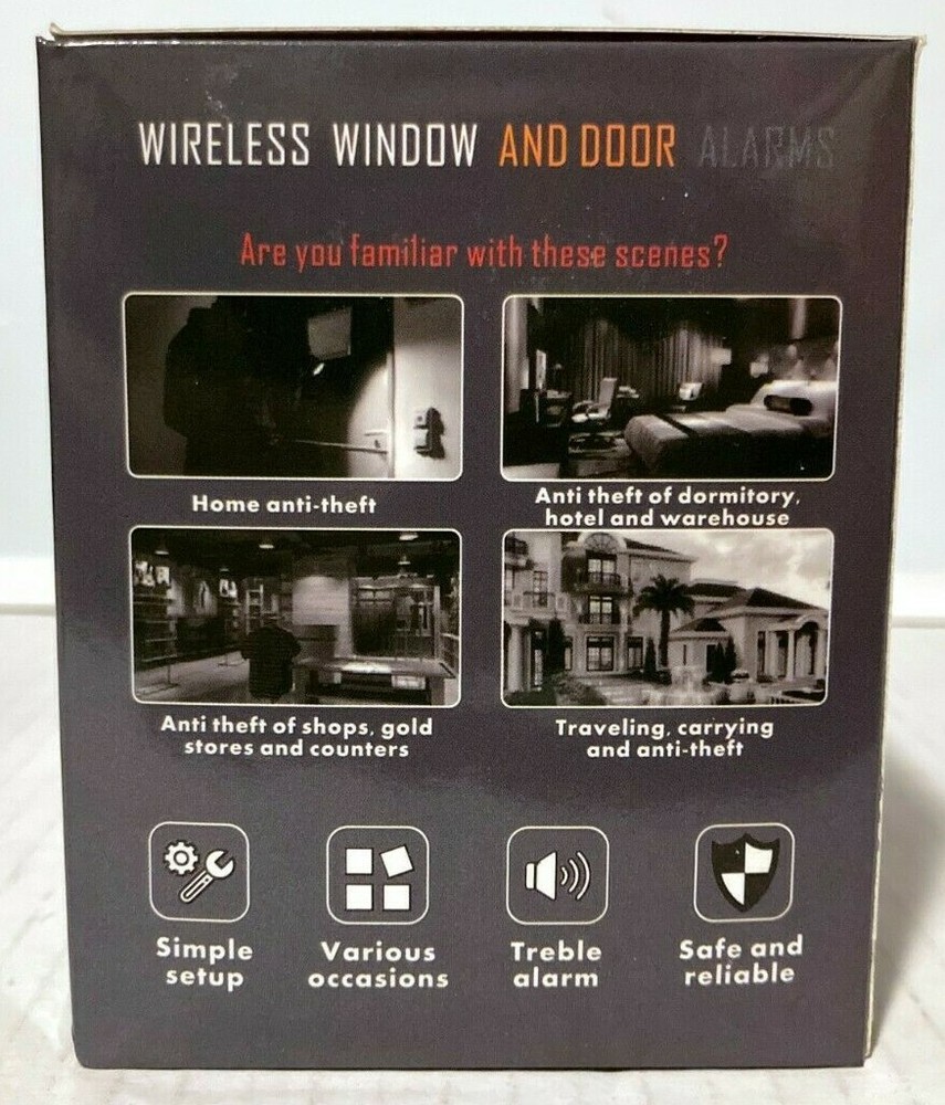 Wireless Window Door Alarms 3-Pc Chime Alert Personal Security DIY Easy Install