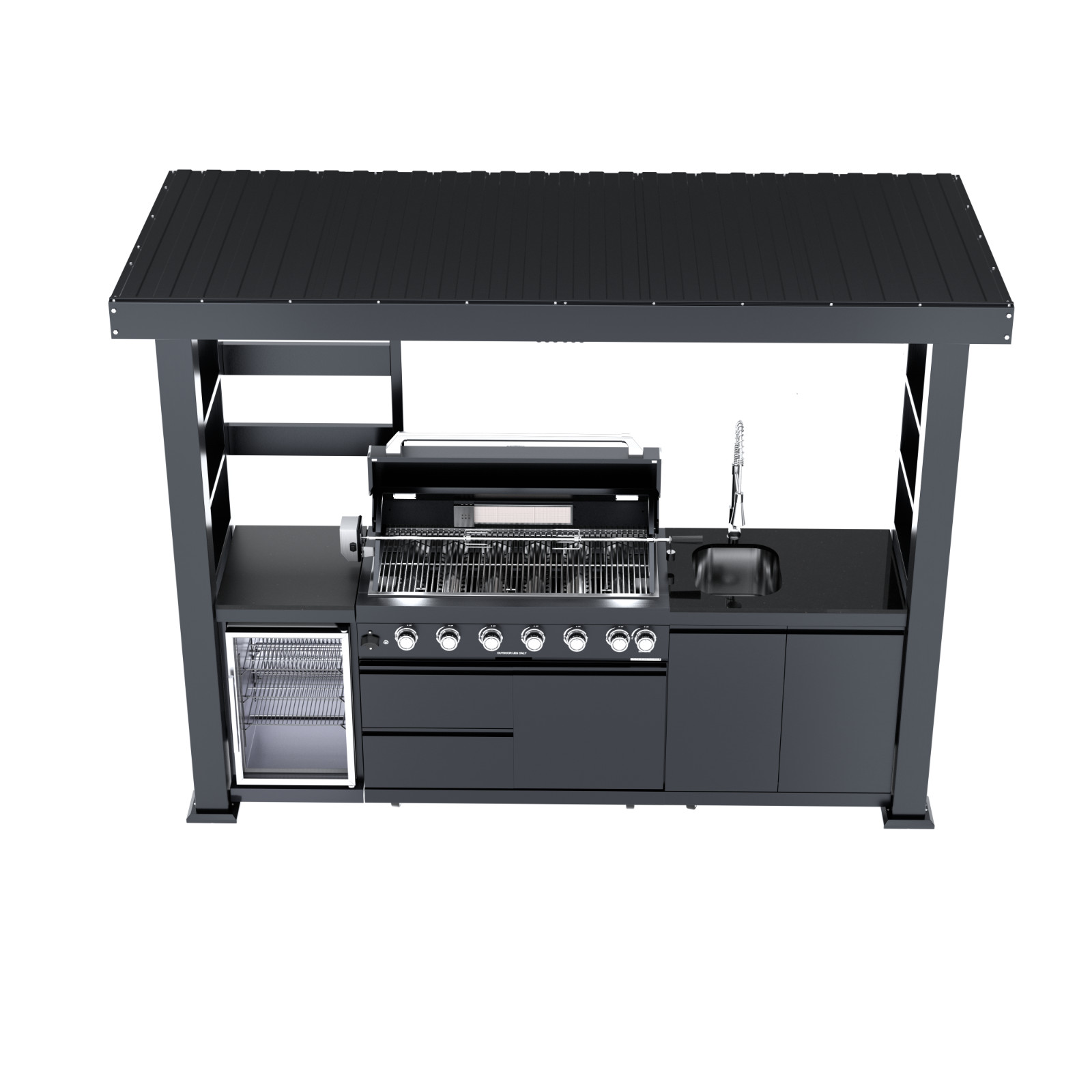 108" 6-Burner 85K BTU Stainless Steel Gas Outdoor Barbecue Island Kitchen Island