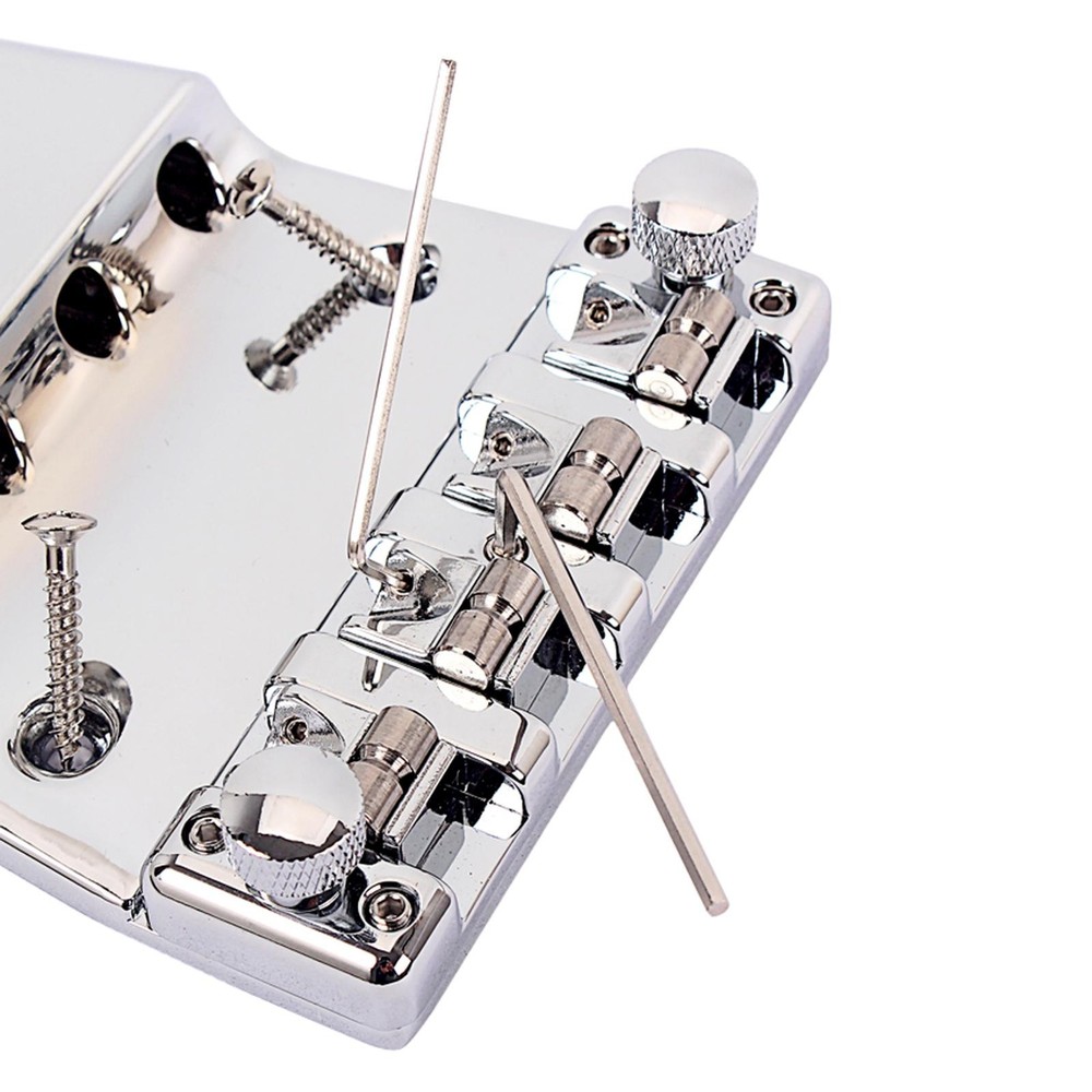 Replace Alloy Chrome Square Shape Bass Bridge for 4 String Rickenbacker Guitar S