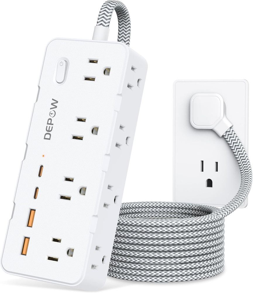 Power Strip Surge Protector, 5FT Braided Extension Cord with Multiple Outlets-8