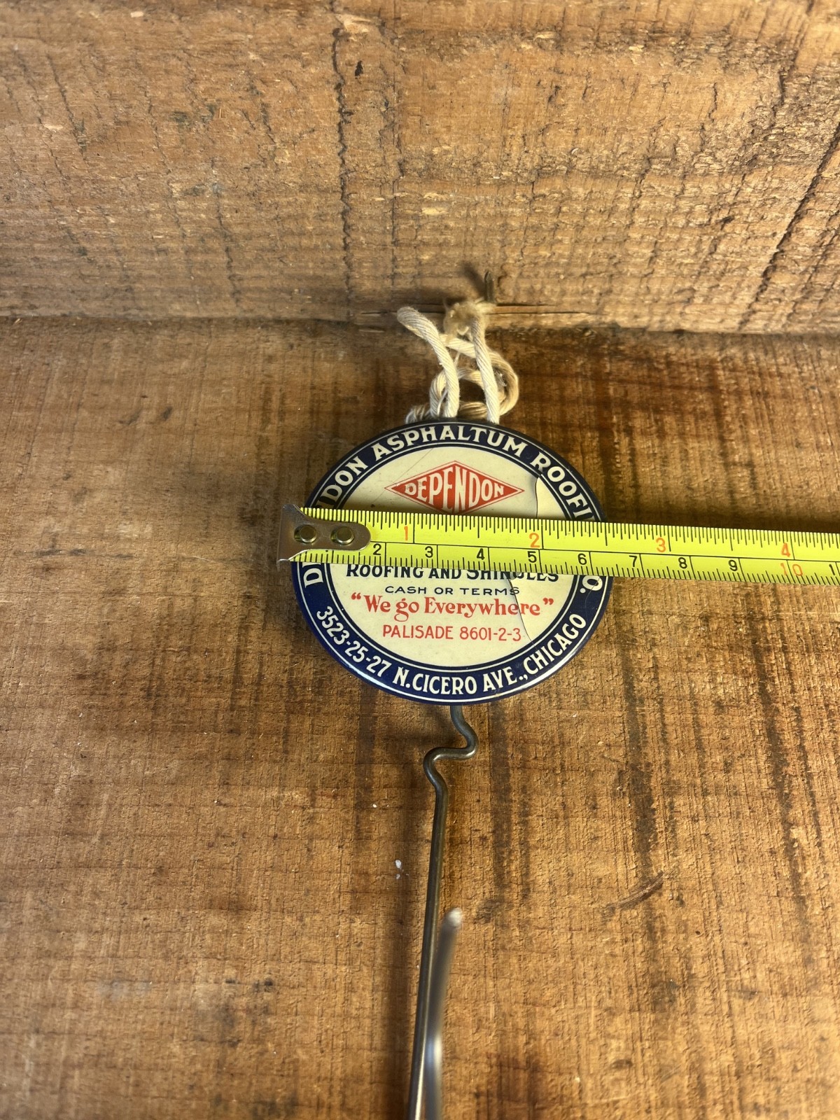 Antique Advertising Celluloid Bill Hook From Dependon Roofing Co. Chicago