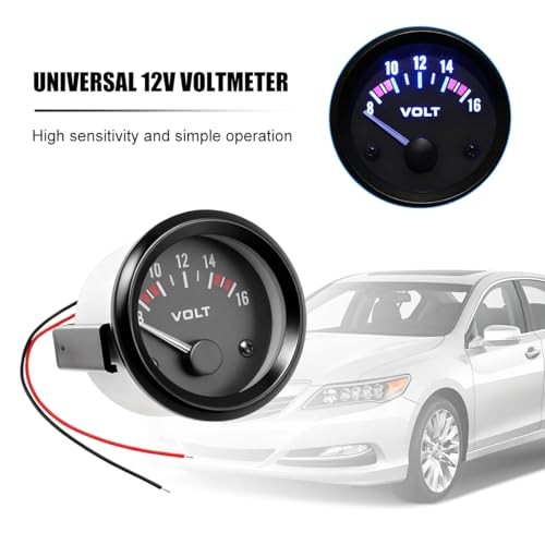 2" 52MM DC12V Car Voltage Gauge Meter, 8-16V Pointer LED Electrical Vehicle