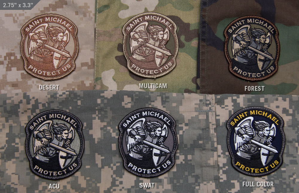 Milspec Monkey MSM Nylon Patch Saint St. Michael Protect Us Modern LE Blue Color