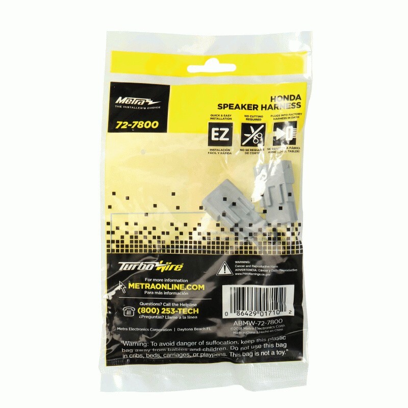 Pair Metra 72-7800 Audio Speaker Adapter Wiring Harness For 1982+ Honda/Acura