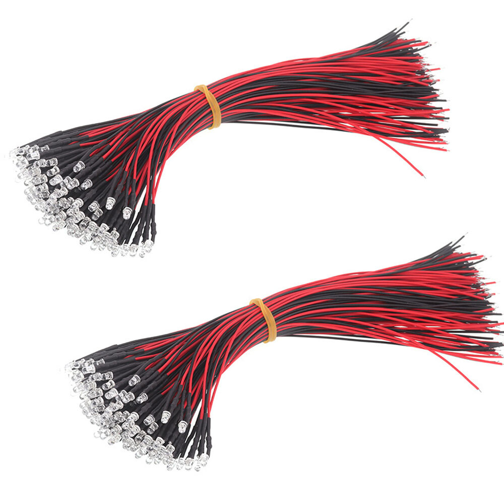 100X 3mm Pre Wired DC5V-12V Micro LED Lights Emitting Diodes Mini Bulbs Lamp NEW