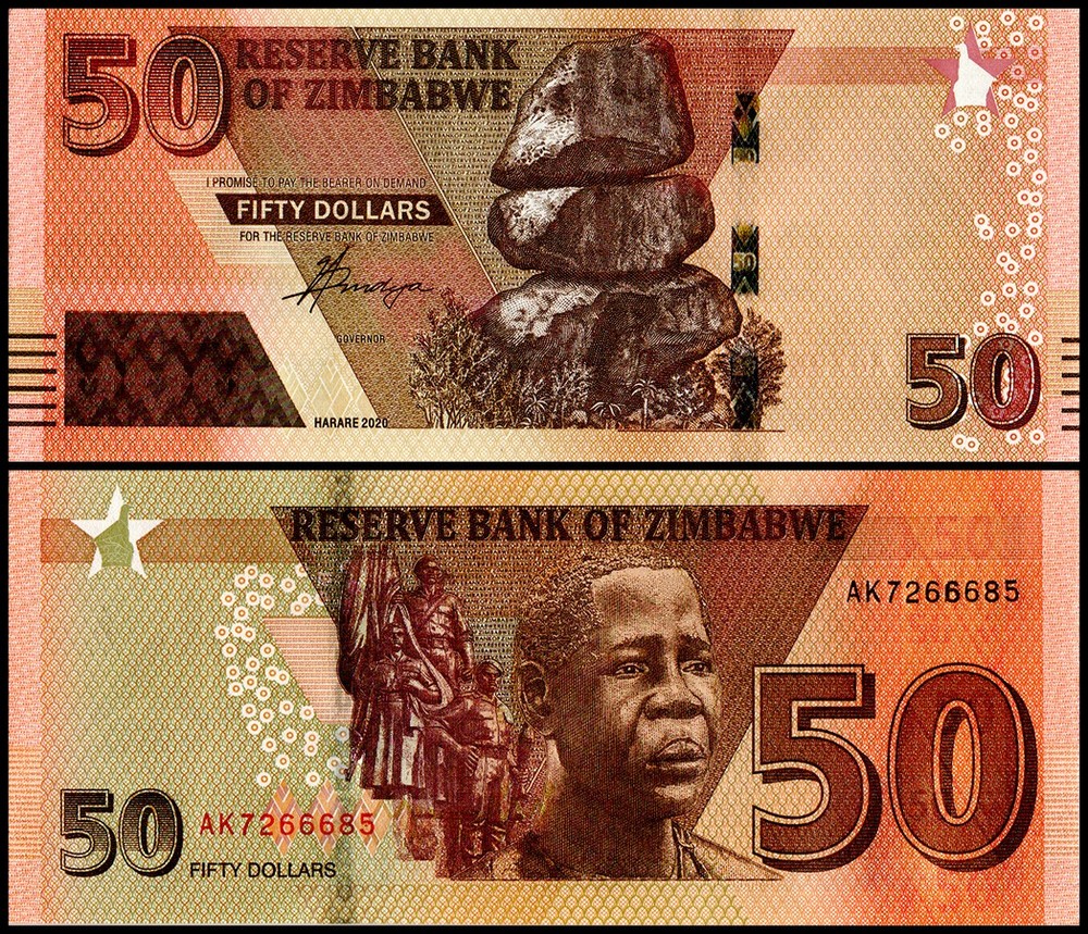 Zimbabwe 50 Dollars, 2020, P-105, UNC