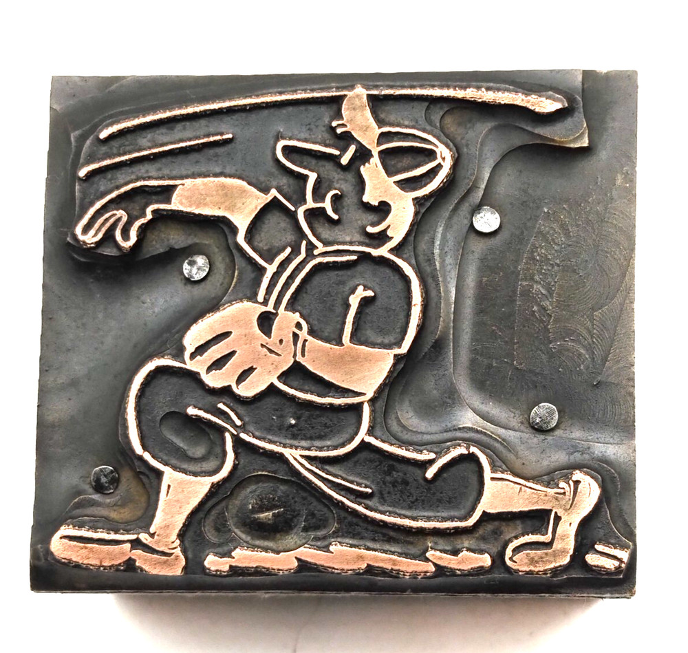 Printing Letterpress Printers Block Baseball Pitcher