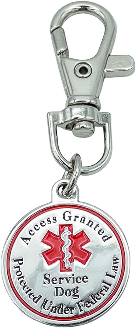 Service Dog Tag 2 Pack Double Sided Red Medical Alert Symbol Medal for Small Dog