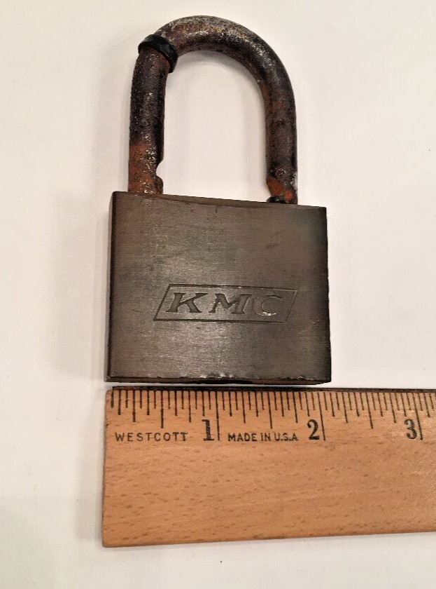 Vintage Solid Brass KMC Padlock with Original Key + extra