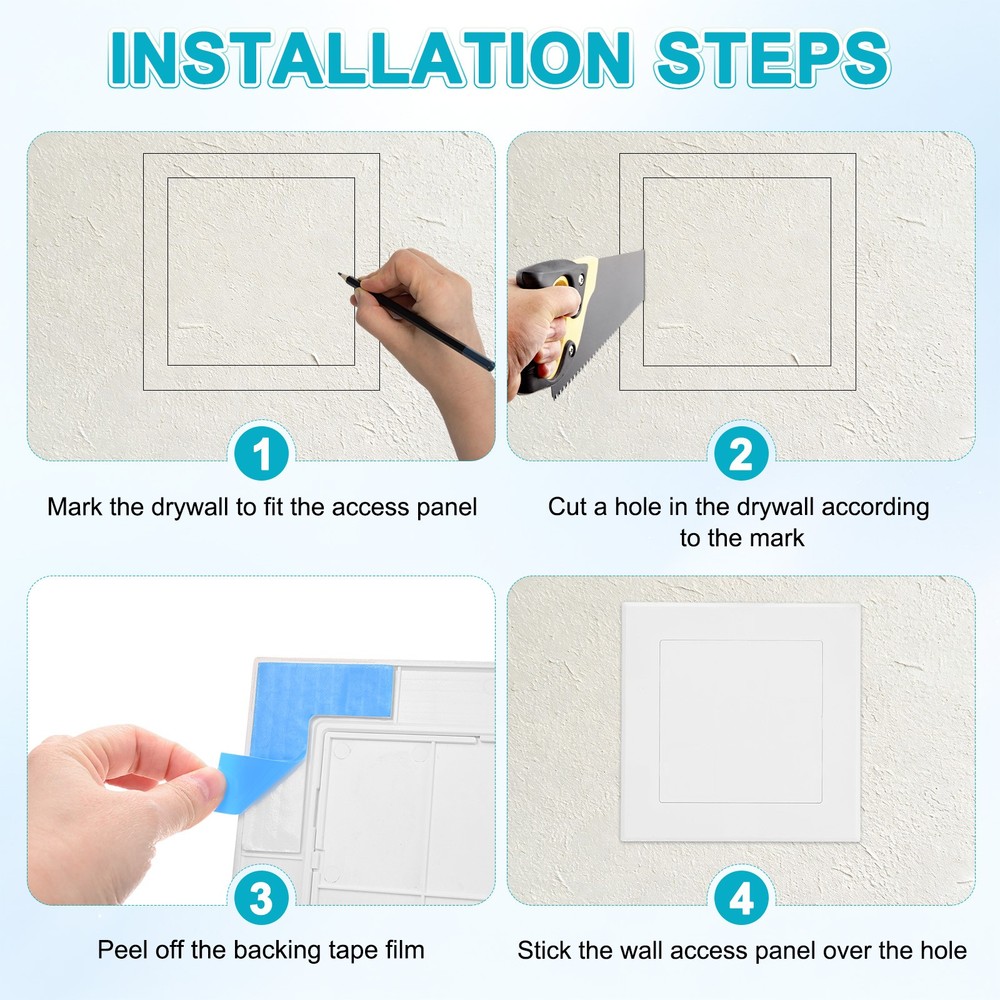 1-Pack Access Panel for Drywall, 5x5" Plastic Removable [White, Square]