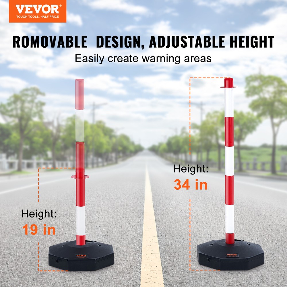 VEVOR 4PCs Traffic Delineator Post Cones with Fillable Base 8FT Chain Adjustable