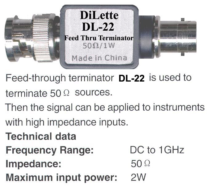 Oscilloscope Input BNC-BNC Inline Signal terminator DC-1GHz 50 Ohm termination