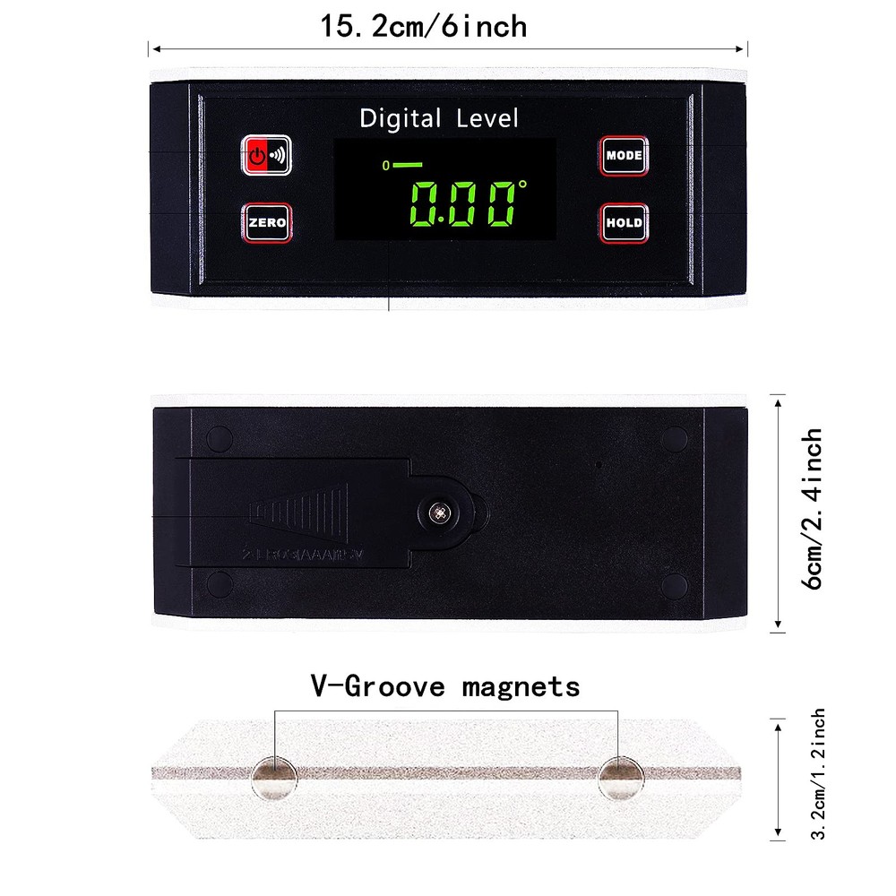 Inclinometer, Digital Protractor/Level/Angle Finder and Gauge Tools with V-Gr...