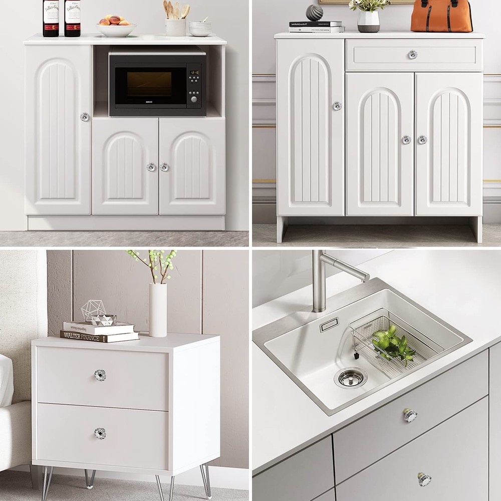 8 Pack Satin Brass Knobs and Pulls for Cabinet, Crystal Gold Cabinet Hardware...