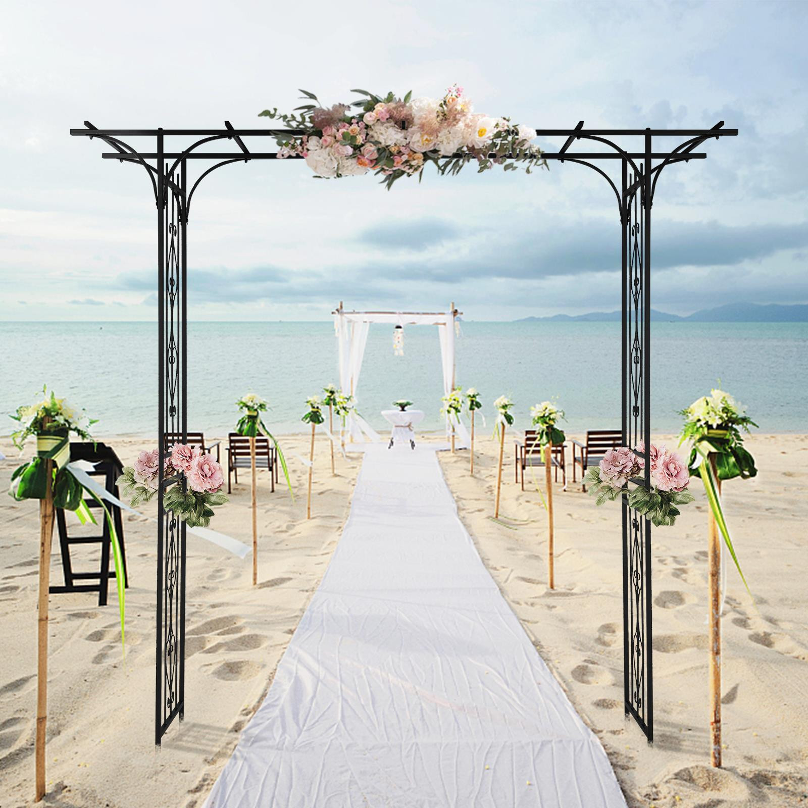 Outdoor Garden Arch Flowers Climbing Plants Trellis Metal Wedding Archway Black