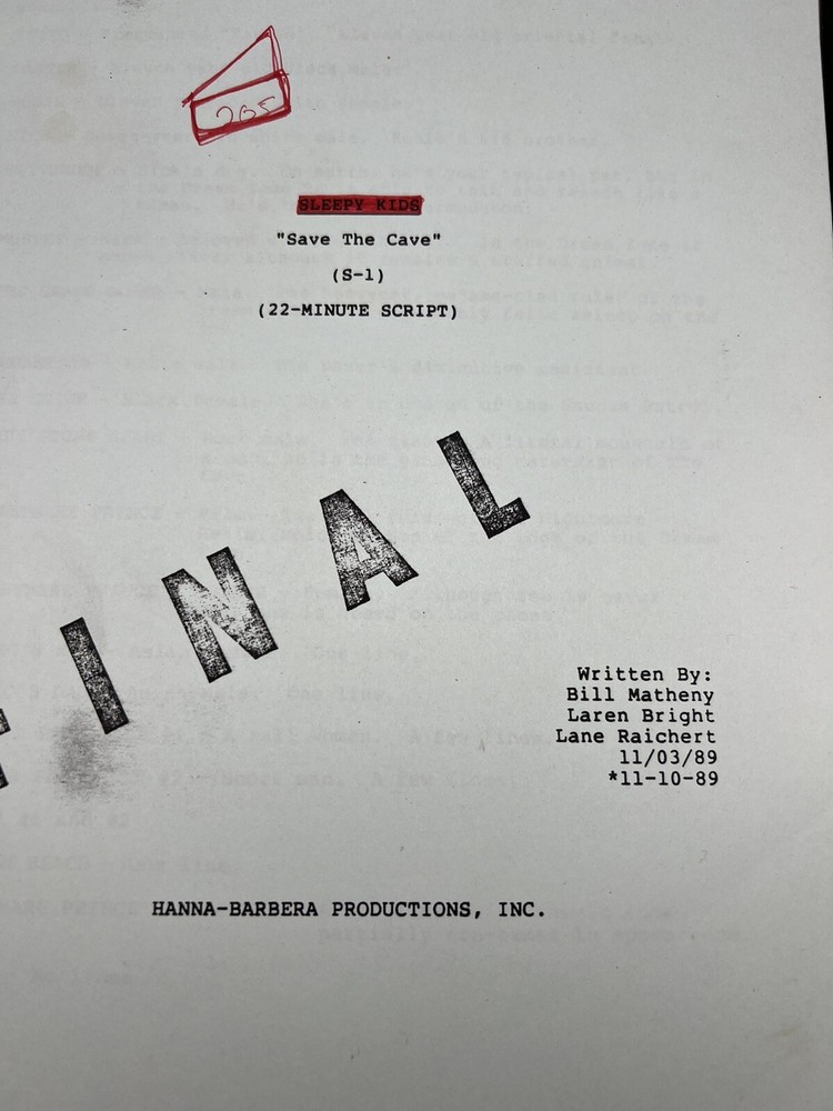 Final Movie Script SLEEPY KIDS "Save The Cave"