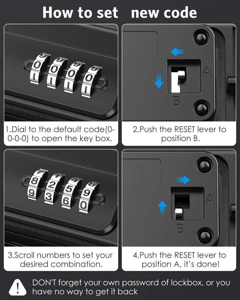AMIR Portable Safe Box, Combination Security Case LockBox with Code, Black