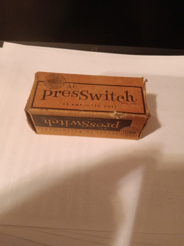 Vintage Hubble Single Pole Press Switch NOS