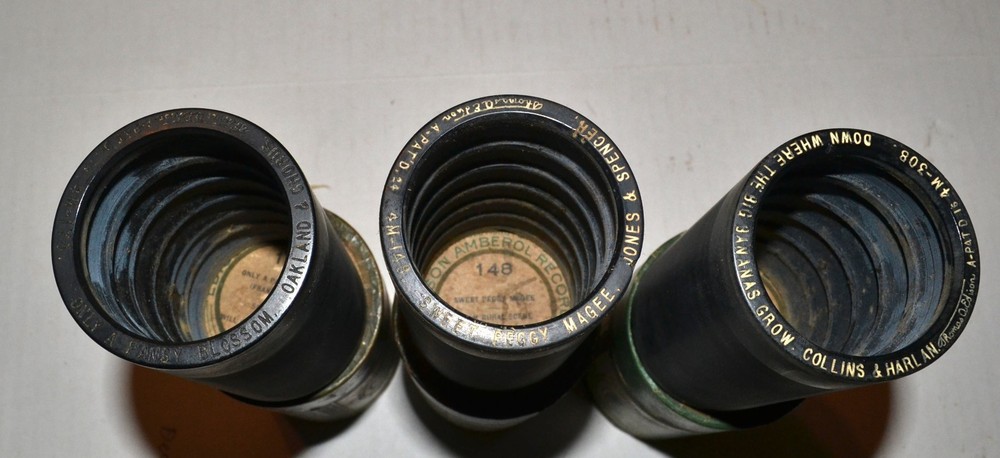 Three Edison 4 minute Amberol Record Cylinders