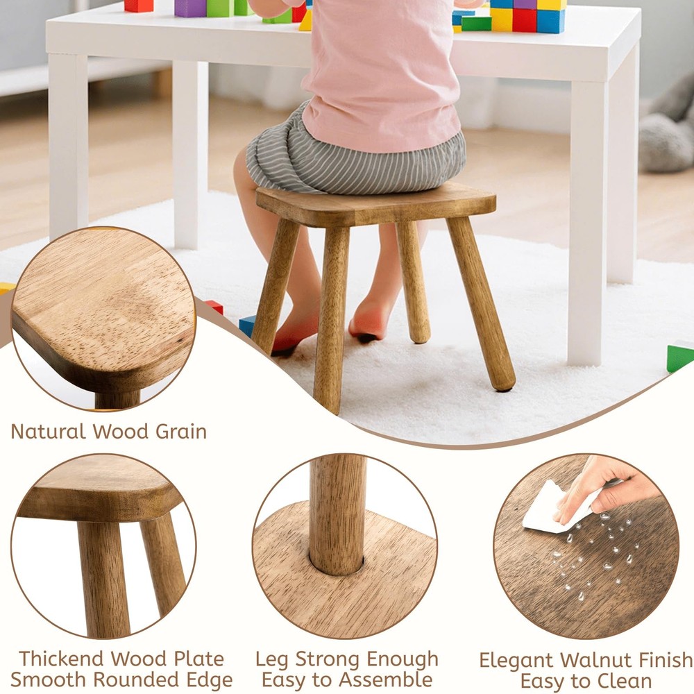 Square Solid Wooden Step Stool, 11.8 Inch Non-Slip One Step Stool for Adults,...