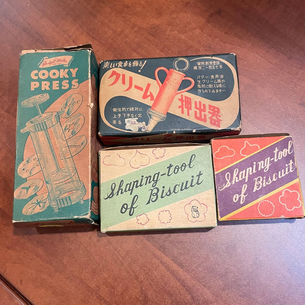 Vintage Baking shaping tools for biscuit, cookie press, cake decor tips