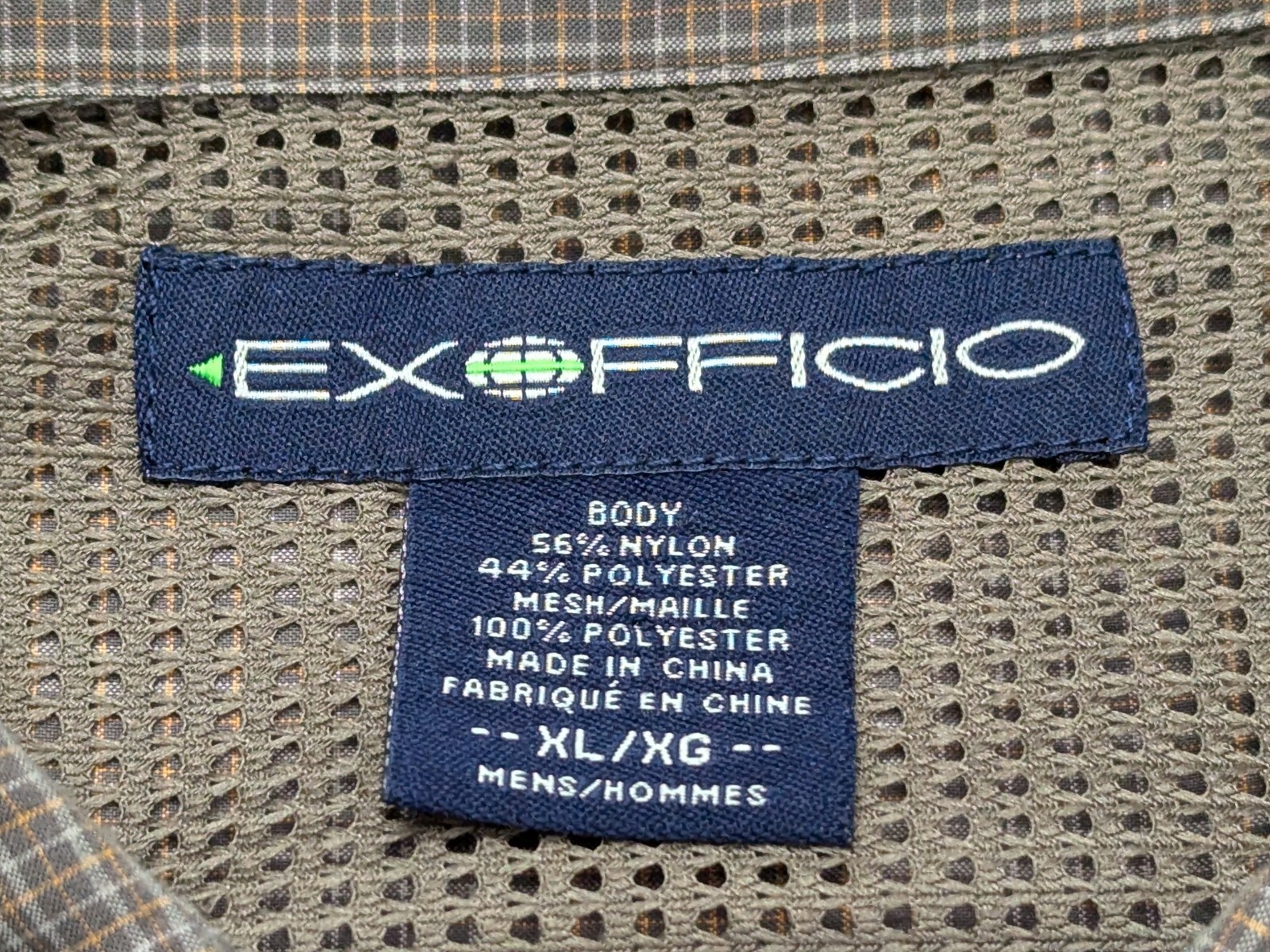 EX OFFICIO Shirt Mens XL XG Beige Check Lightweight Snap LS Mesh