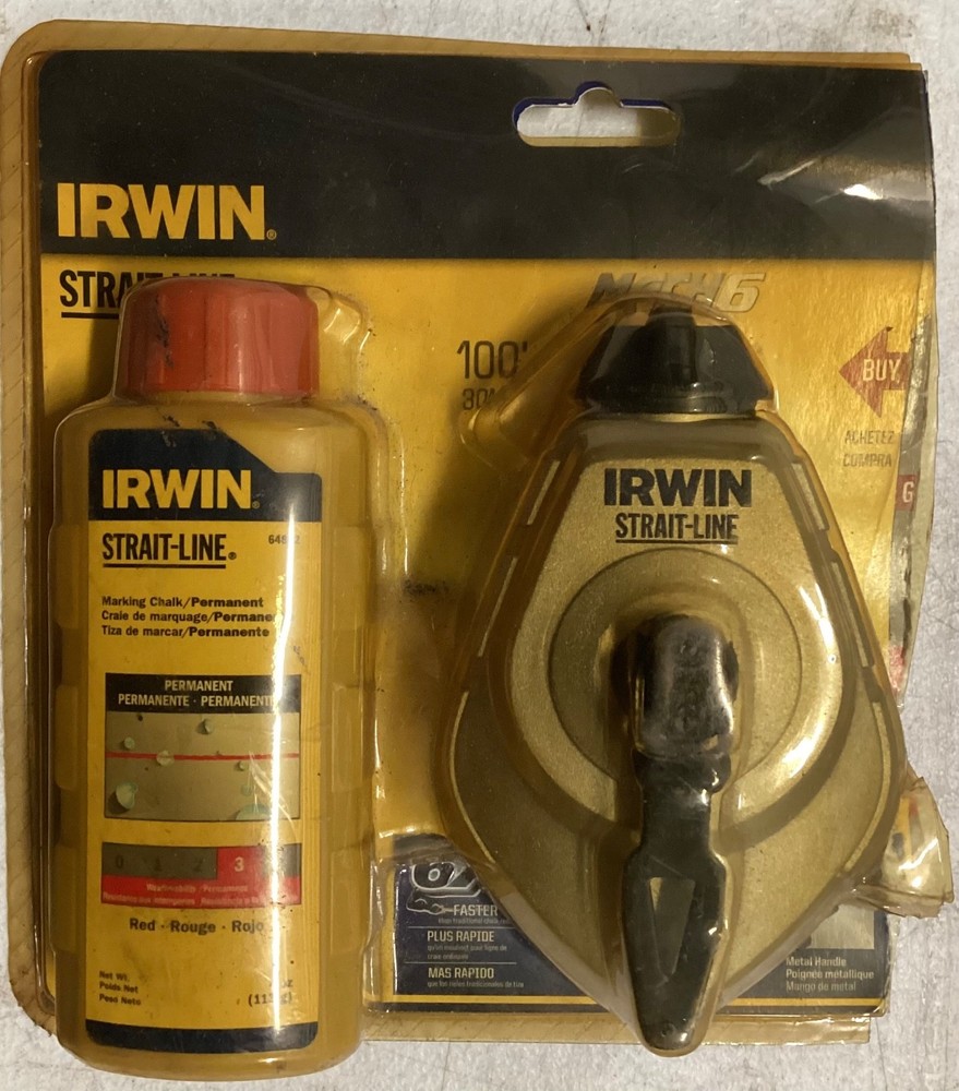 Irwin Strait Line Chalk Box Reel With Powder Permanent Red