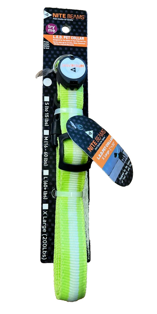 Nite Beams L.E.D. Pet Collar XL Green