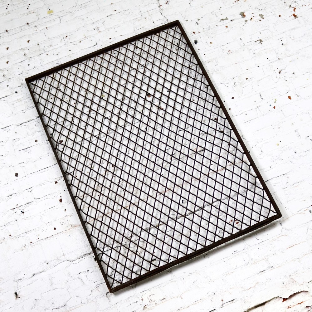 Antique Primitive Industrial Woven Wire Window Security Guard