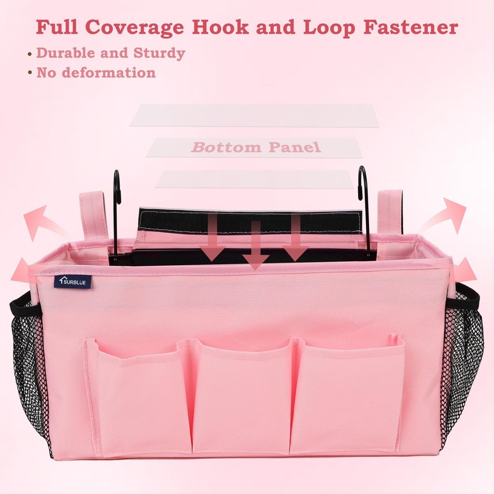 Bedside Organizer with Hook & Caddy Hanging Storage Bag with Adjustable Strap...