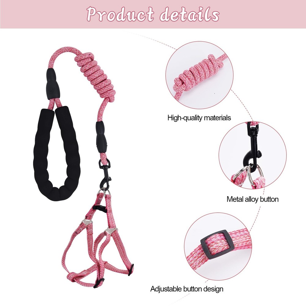 Mini Pig Harness, Adjustable Small Harness with Leash Infinity M, Pink