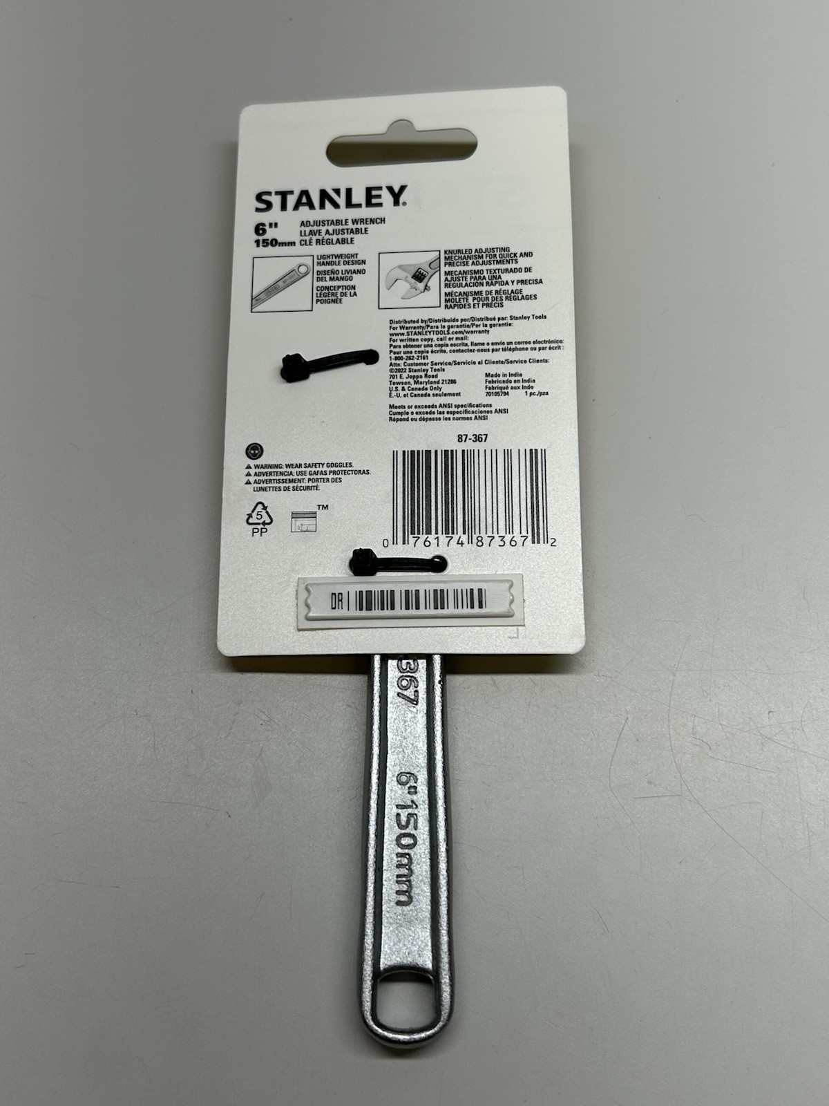 Stanley Hand Tools 6 inch / 150mm Adjustable Wrench 87-367 - New Carded