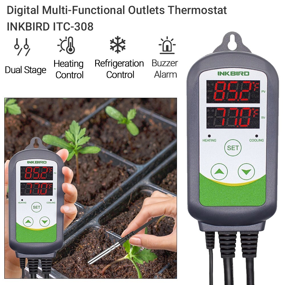 Inkbird Temperature Controller Thermostat ITC-308 Refrigerator Brewing Heating